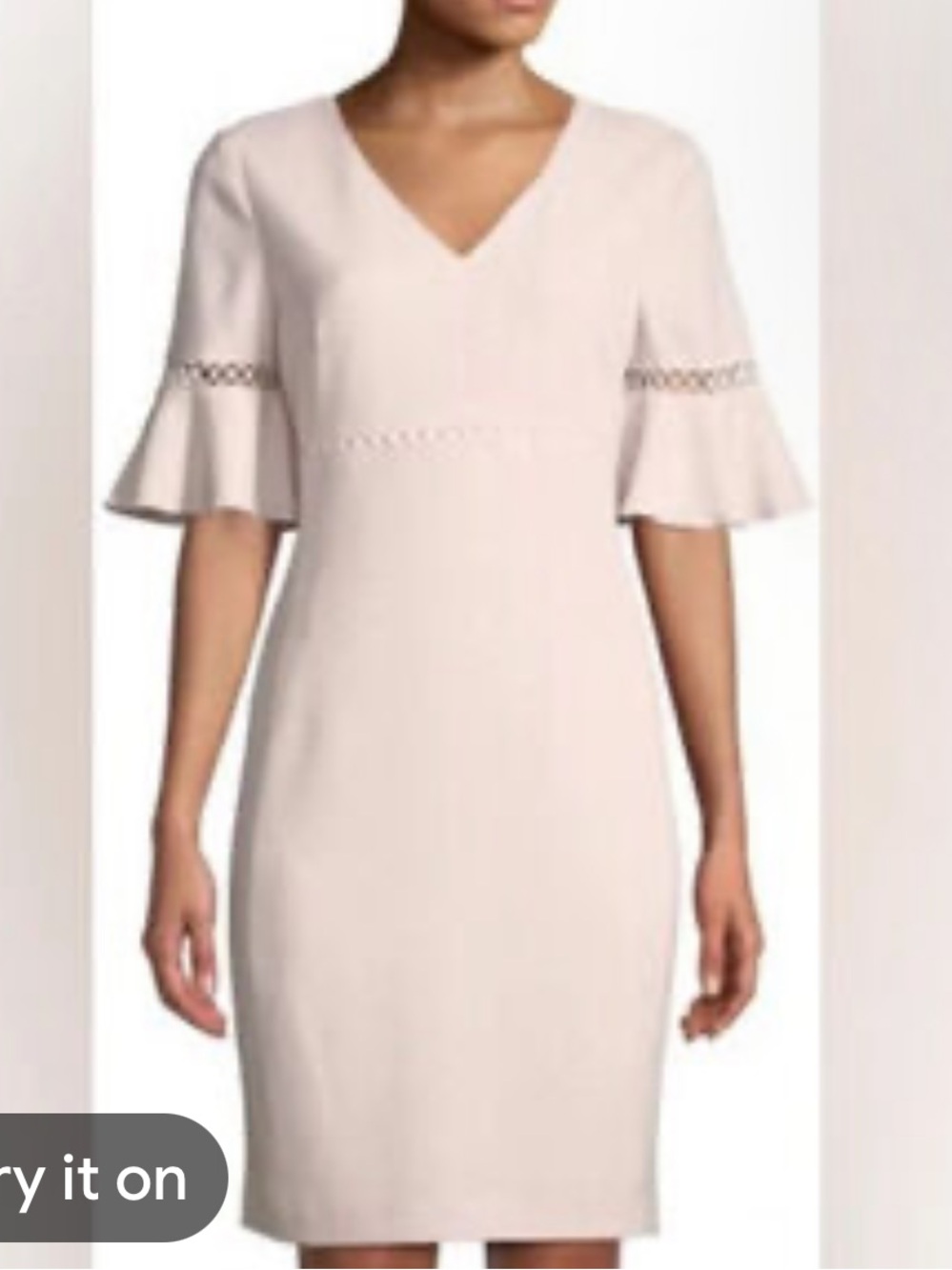 Karl Lagerfeld Light Pink Blush V-Neck Bell Sleeve Sheath Dress size